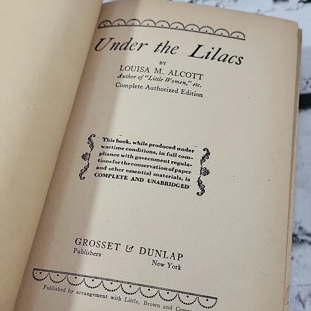 UNDER THE‎ LILACS, by LOUISA MAY ALCOTT Hardback 1928